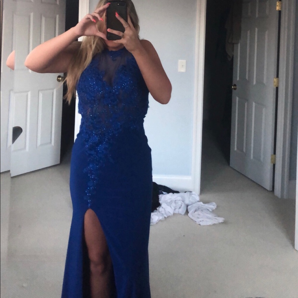 NWOT Clarisse royal blue prom gown